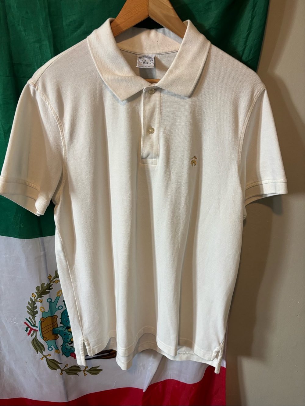 Brooks Brothers Cream Polo with Subtle Embroidered Logo